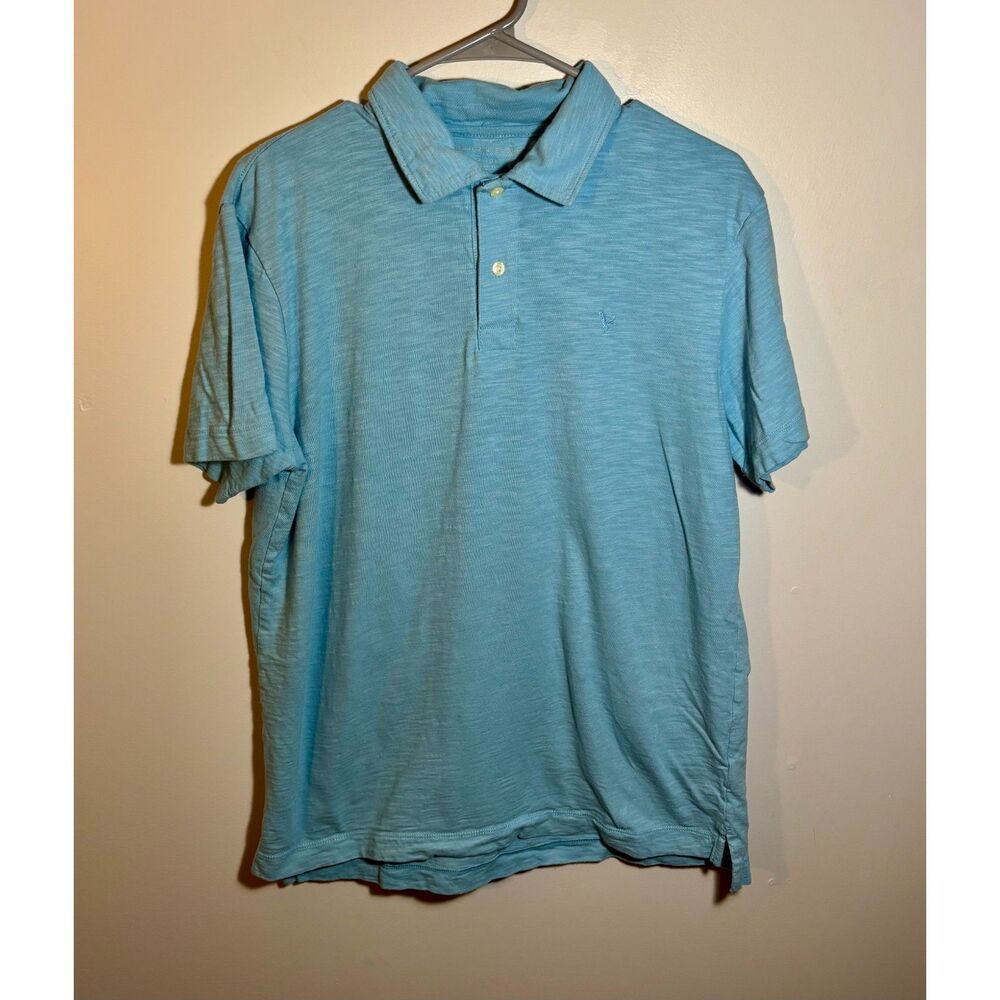 American Eagle Men’s Polo Shirt Super Soft Light Blue Short Sleeve Size M